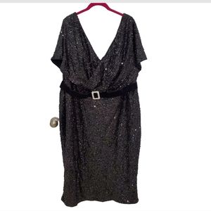 Giffniseti Womens Size 4X Black Sequin Short Sleeve Flormal Party Dress